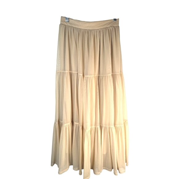 2/$30 ZARA XS Beige Tiered Dainty Midi Skirt Polyester & Elastane - Picture 10 of 14